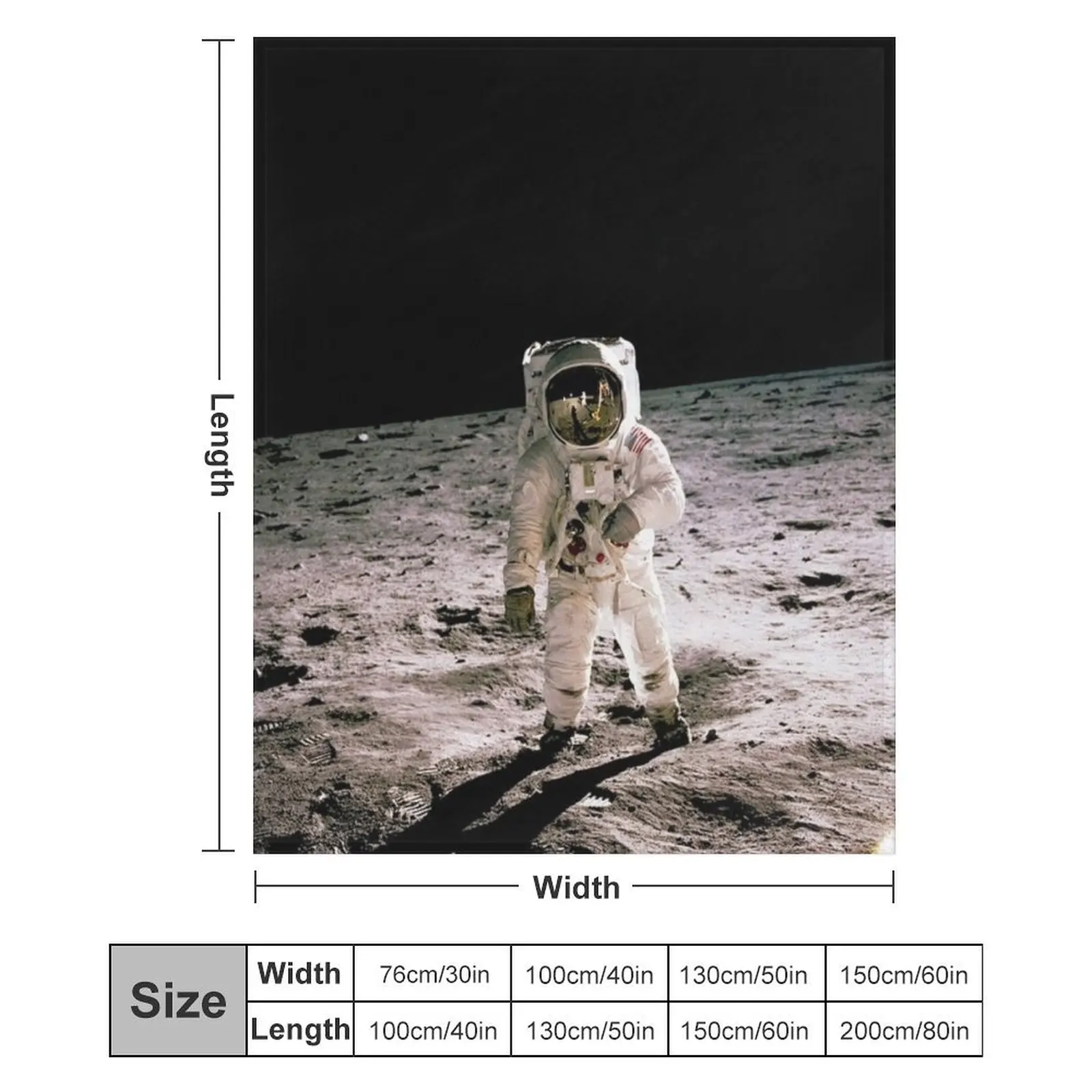 Одеяло Buzz Aldrin On The Moon дизайнерское индивидуальное подарочное очень большое