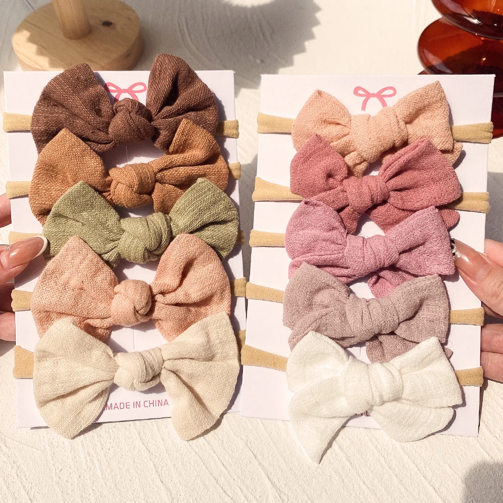 5 шт./компл. хлопковая Детская повязка на голову с бантом нейлоновая Мягкая для