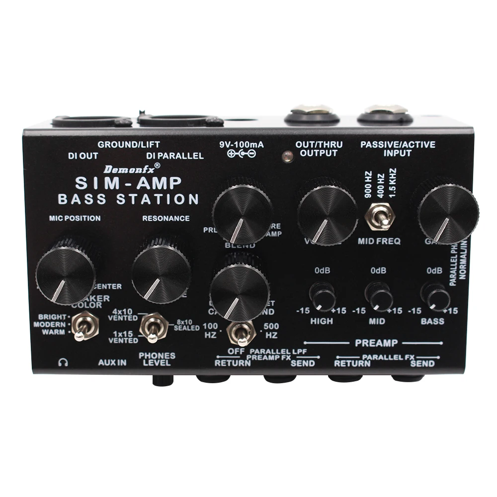 High Quality Demonfx SIM-AMP Simplifier Bass Station | Preamp Simulator Power Amp SIM Stereo Cab &amp DI Out for Electric Bas