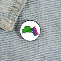 pride frog printed pin custom funny brooches shirt lapel bag cute badge cartoon cute jewelry gift for lover girl friends
