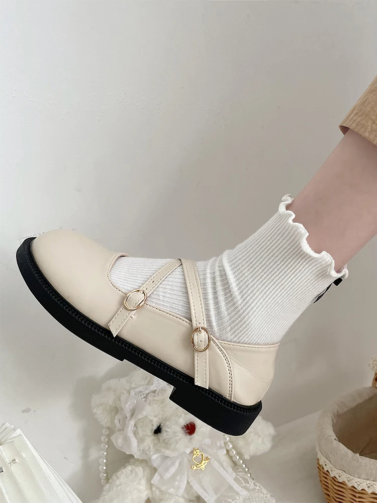 

Summer Shoes Ladies Round Toe Oxfords Women's Low Heels Female Footwear Clogs Platform British Style 2022 Leather New Dress Cree