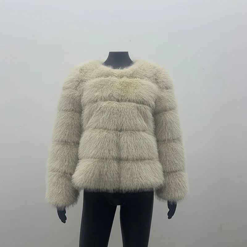 Fur manufacturers autumn and winter temperament commuter women's Korean version stitching faux fur beltless fox fur coat