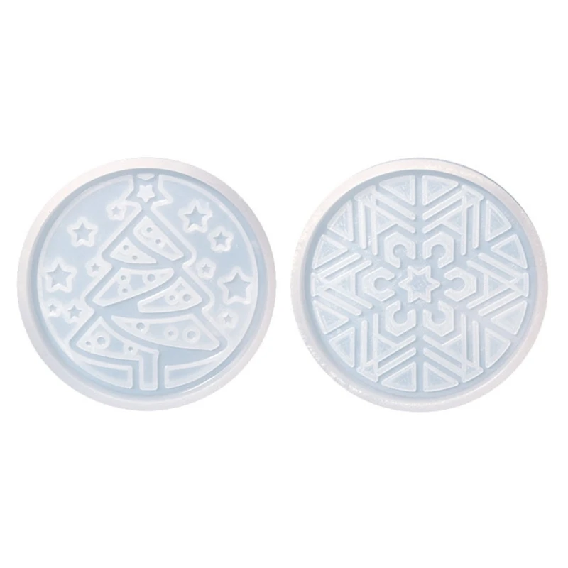 

Handmade Snowflake Coaster Silicone Molds Xmas Tree Cup Mat Casting Resin Moulds