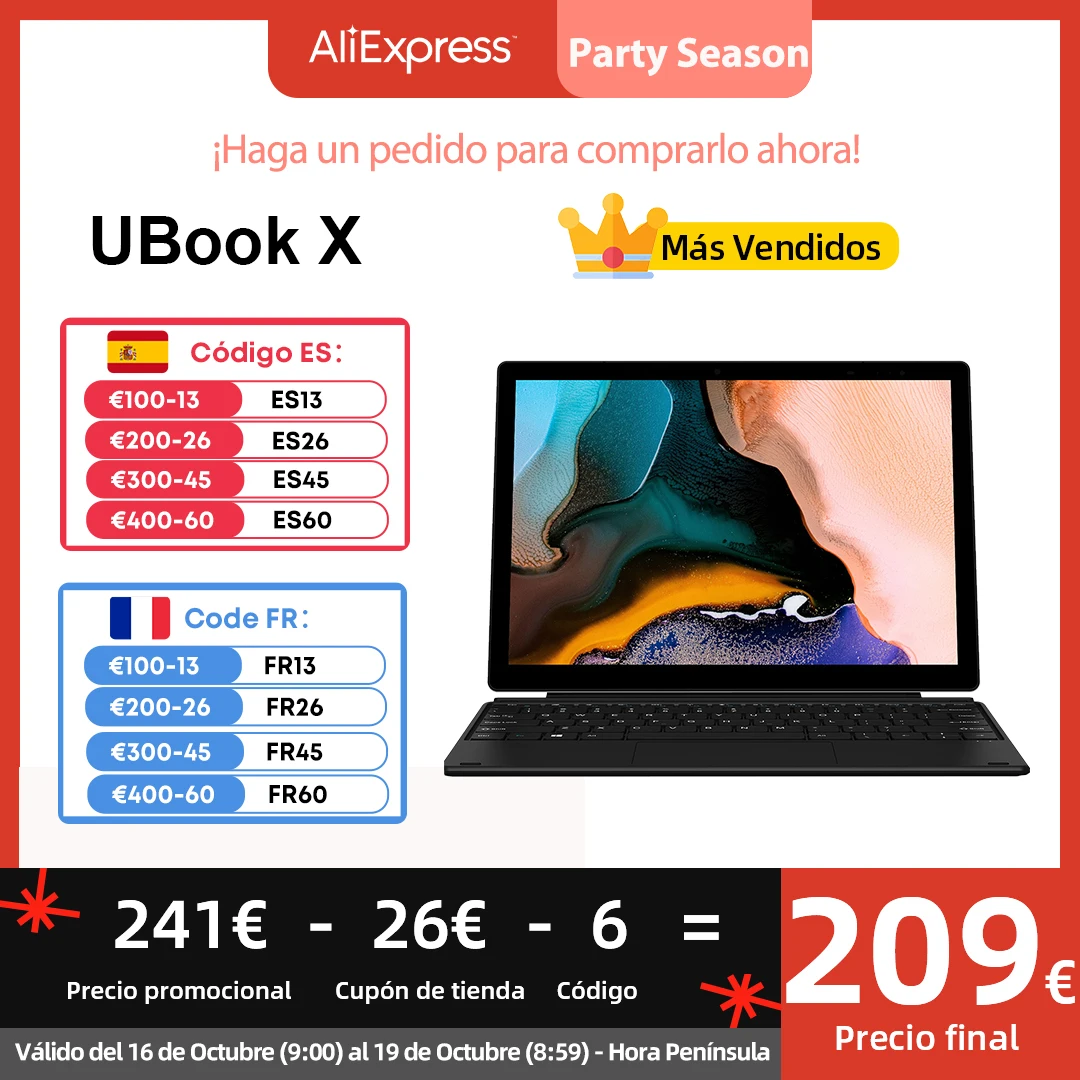 Chuwi Ubook X 2K 12 ''2 In1 Windows 11 Tablet Intel Celeron N4120 8Gb Ddr4 256Gb Di Archiviazione Dual Band 2.4G/5G Wifi