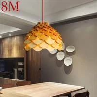 8m luxury chandelier wood color modern led lighting creative decorative fixtures for home living dining room bedroom