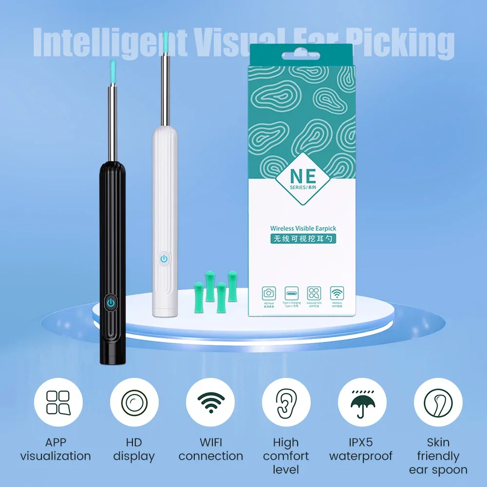 

Wireless WiFi Ear Pick Otoscope Camera Endoscope Borescope Ear Wax Cleaning Teeth Oral Inspection Ear Cleaner Visual Earpick