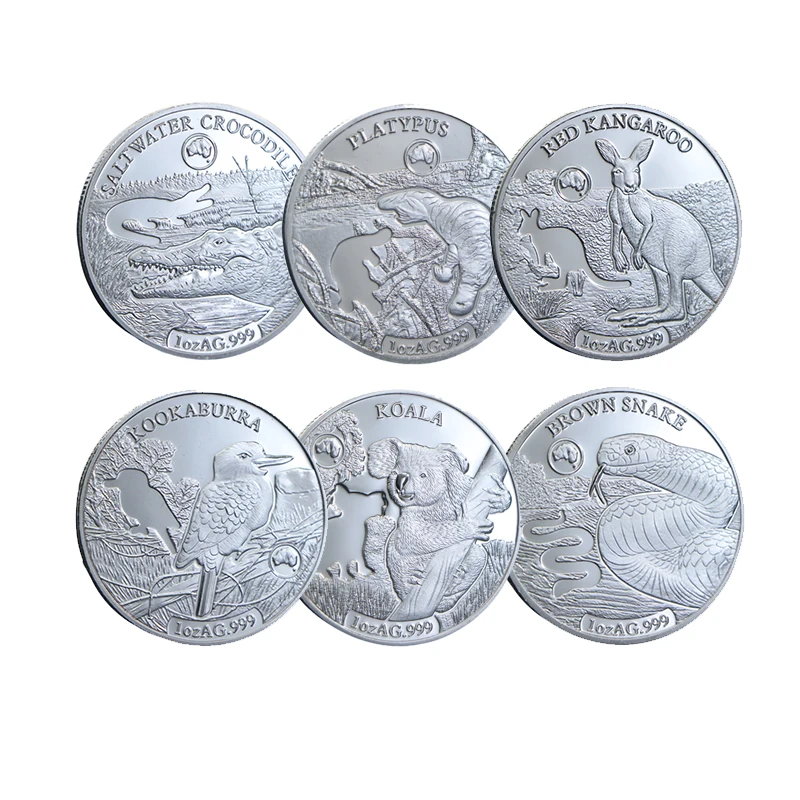 

Серебряные монеты Австралии с животными 6 шт.