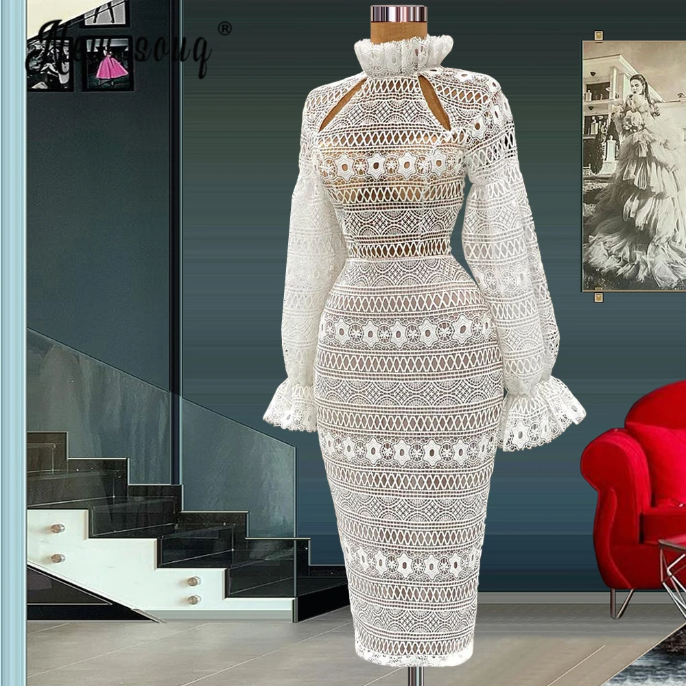 

Elegant Lace Hollow Out Homecoming Dress Summer Spring Midi Length Prom Gowns Women Wedding Gowns Short Party Dress