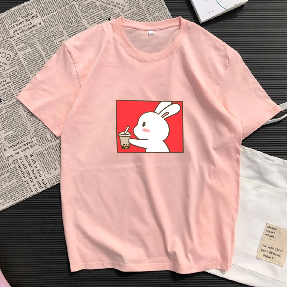 Летняя футболка для мужчин и женщин с принтом медведя роббита хлопковые футболки