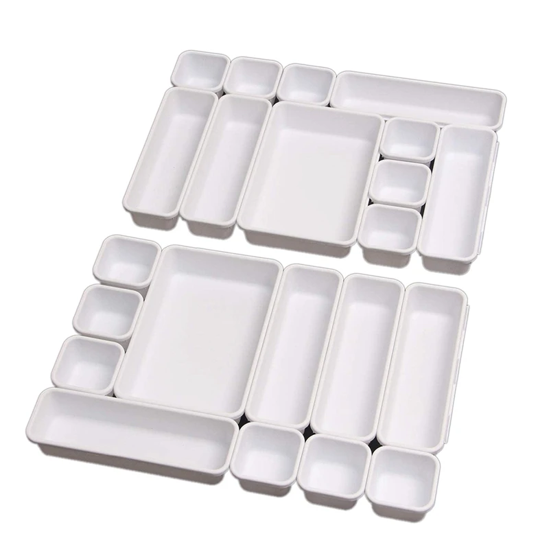 

1 Set Of 22 Interlocking Desk Drawer Organizer Tray Dividers Drawers Organizers Separators And Storage Container