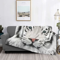 white tiger goat pattern wool blanket animal lover blanket bed sofa super soft flannel bedspread