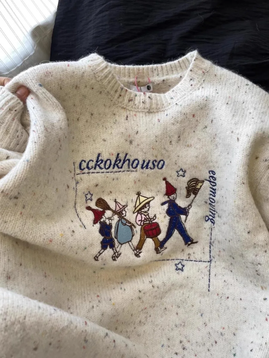 Верхняя часть тела очень элегантная ~ Мягкий клейкий свитер в горошек для девочек