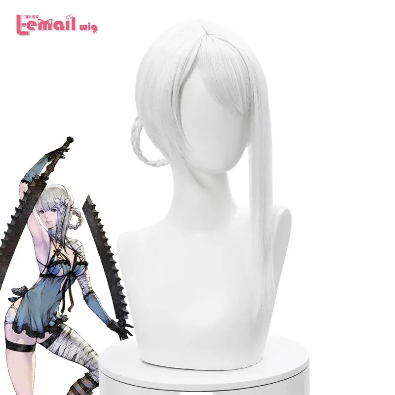 Фото Zizi 2025 L-email Kaine Wig NieR RepliCant Косплей Серебристо-белые плетеные парики с челкой Синтетические волосы Термостойкие №2