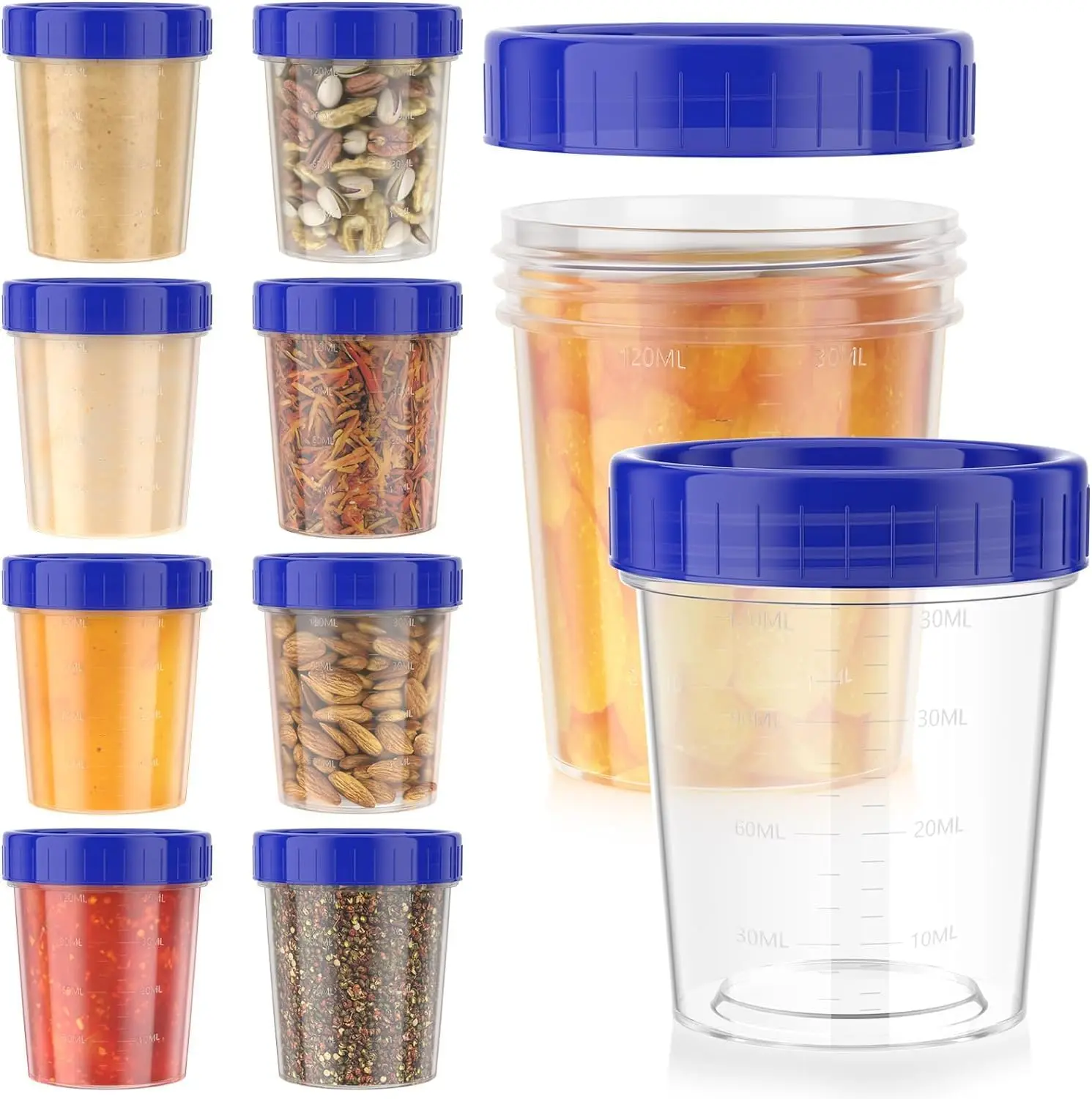 

10 упаковок, контейнер для заправки салата на 4 унции с крышками, герметичный винт, многоразовые штабелируемые пластиковые контейнеры для соуса