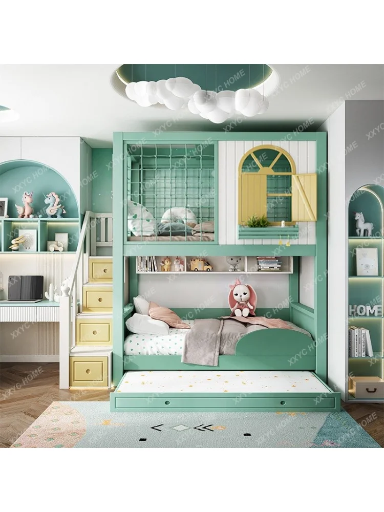 Двухъярусная кровать из массива дерева детская двухэтажная замок деревья