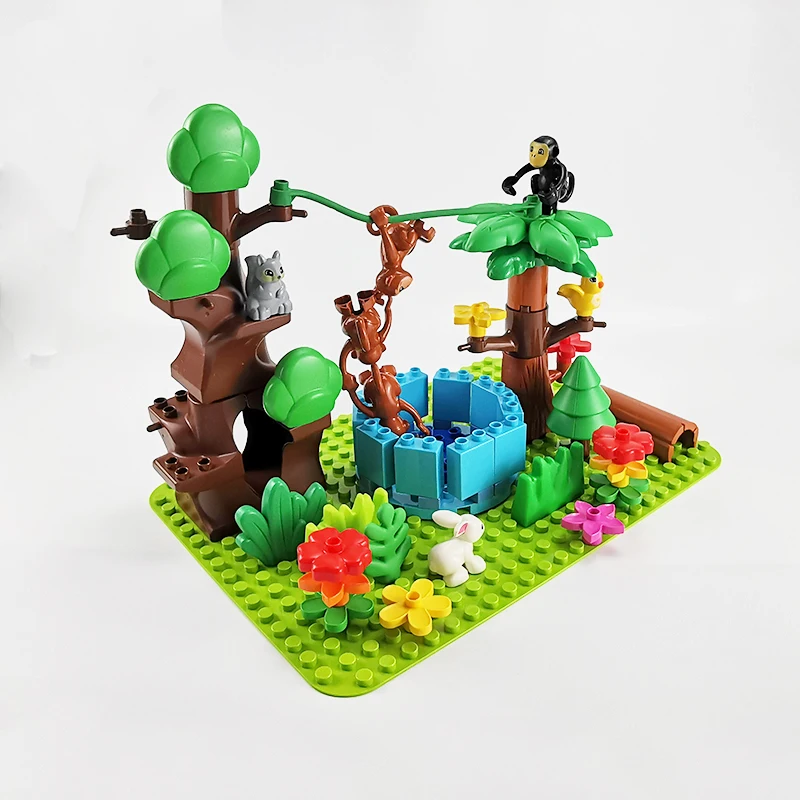 Крупные строительные блоки: обезьяна рыбалка луна лес серия растений кролик