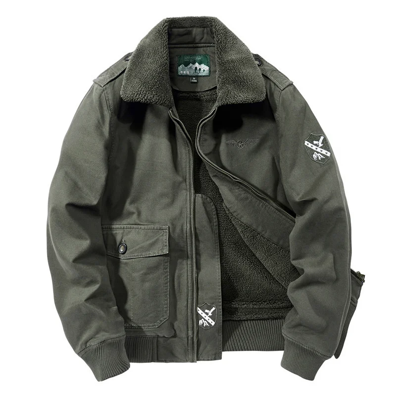 

Men Clothing Flying Suit Winter Plush Jacket Men's Loose Three-dimensional Thick Padded Multi-pocket Outdoor Leisure Warm Jacket
