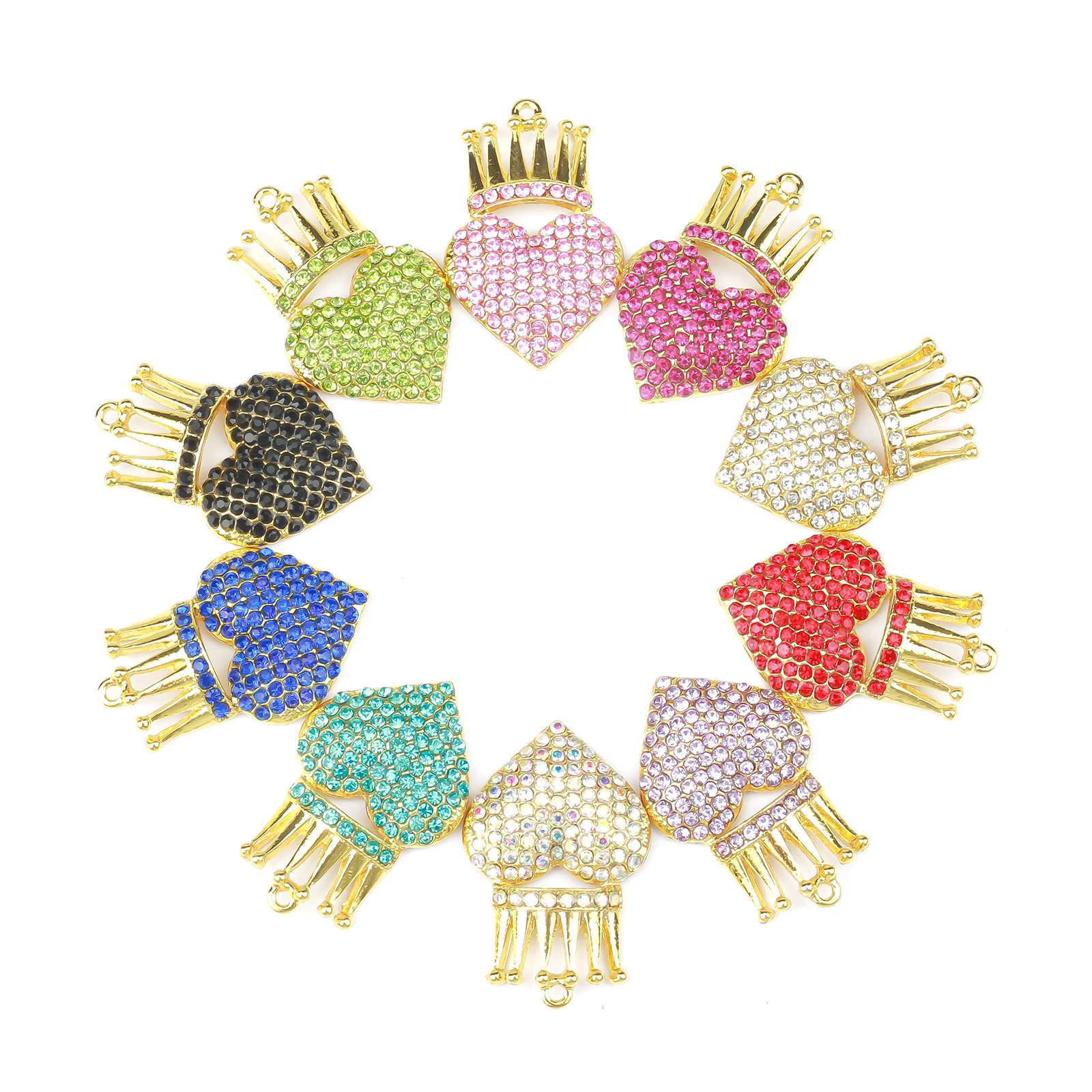 

10pcs Heart Crown Charms Fit for DIY jewelry Making HT0046-HT0049