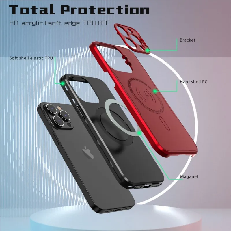 Mirror Brace Magnetic Suction Wireless Charger Case For iphone14 13 12 11 Pro Max MINI X XS XR SE 7 8 Plus Fashion New Products