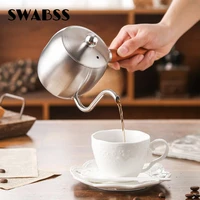 coffee kettle hanging ear long mouth coffee pot wooden handle stainless steel drip espresso pot set home office coffee utensils