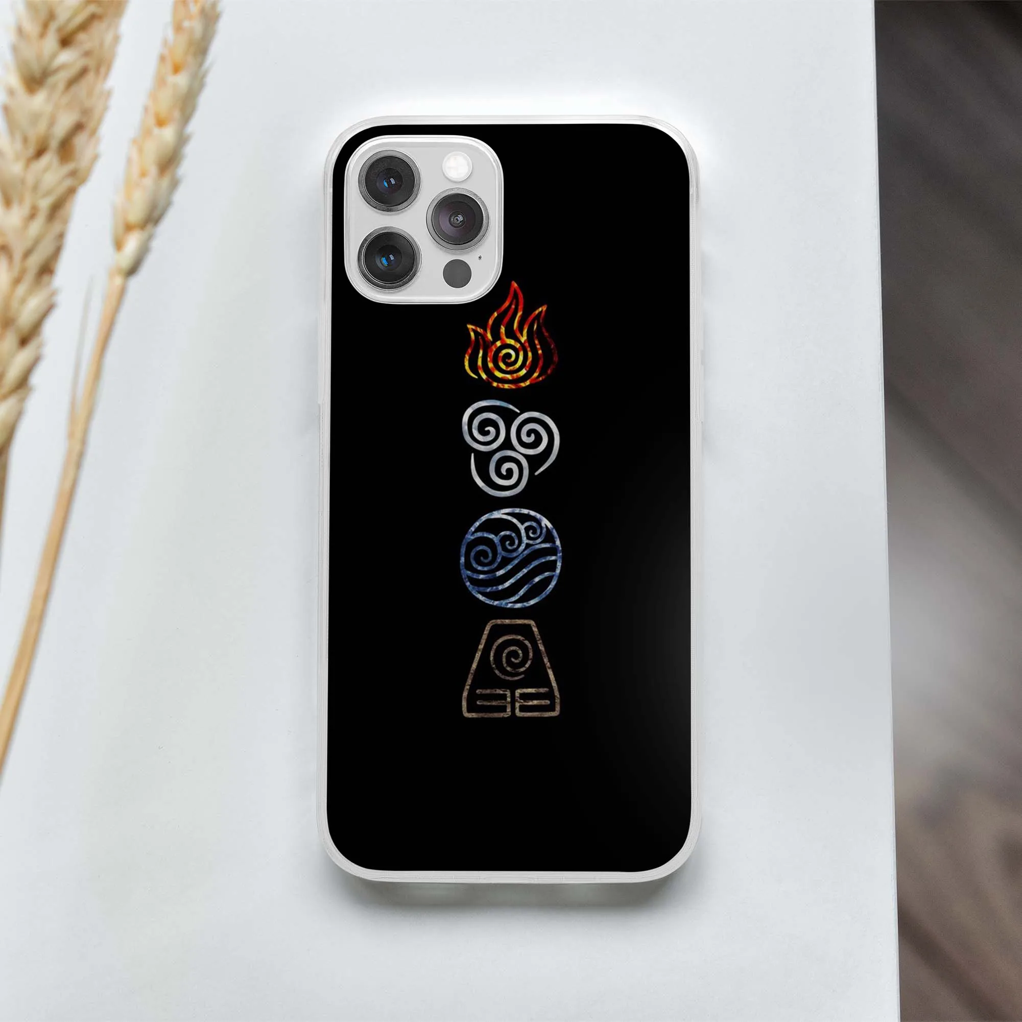 

Avatar The Last Airbender Legend Of Korra Elements Fire Air Water Earth Phone Case for iPhone 7 8 Plus 11 12 13 Pro Max Mini X