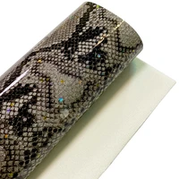 snake skin with colorful star sequin glossy smooth pu faux leather fabric roll materials for shoebagclothing making 30135cm
