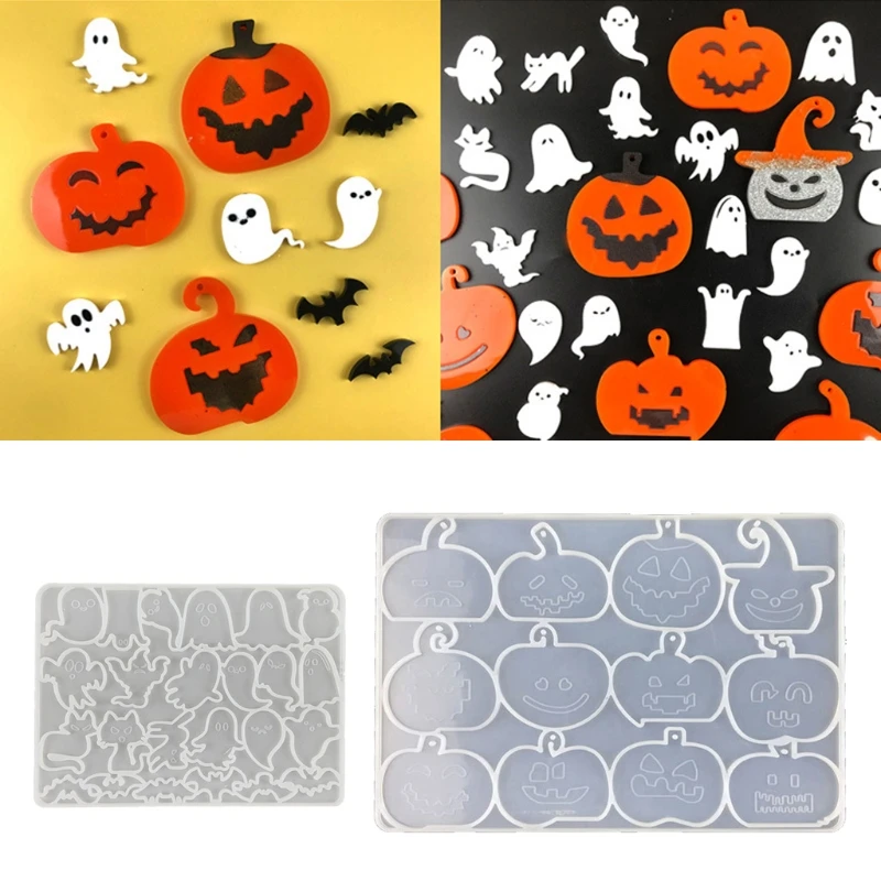 Хэллоуин тыква призрак летучая мышь брелок смола формы серьги кулон силиконовая