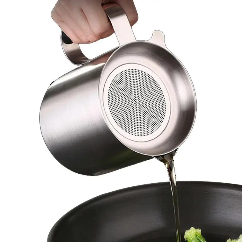 

L15L Oil Strainer Pot Stainless Steel Oil Storage Can Container With Fine Mesh Strainer Leakproof Grease Pot For Storing Oil