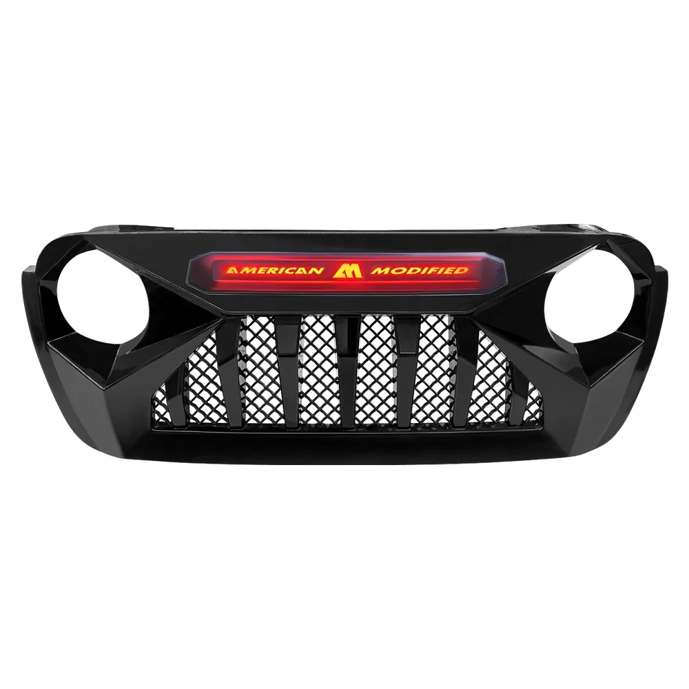 

Grille For jeep wrangler jl 2018-2019 Matte Black ABS Front Bumper With Led