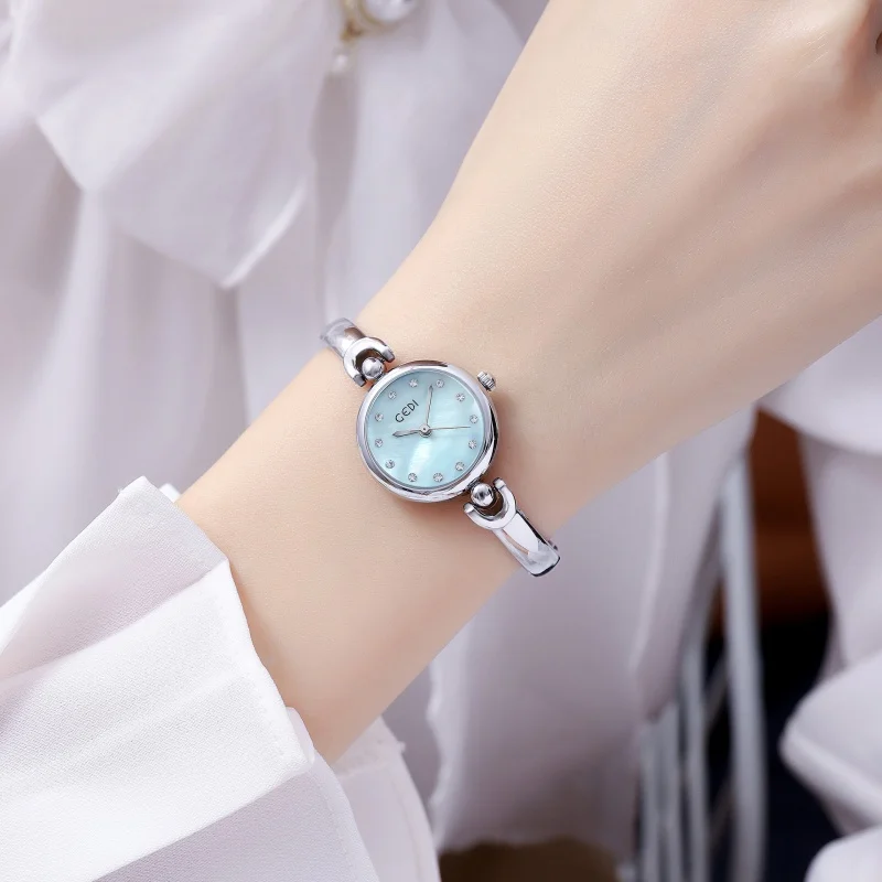 INS Style Simple Design Small Exquisite round Dial Bangle Watch Fashionable Korean All-Match Quartz Watch