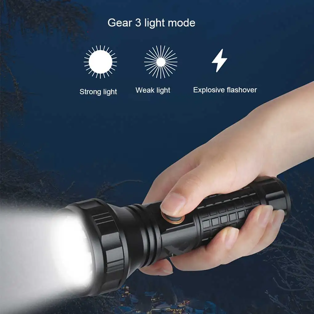 

LED Flashlight Adjustable Wear-resistant Camping Lantern High-power Highlight Flashlights Portable Torch for 5000mah Battery