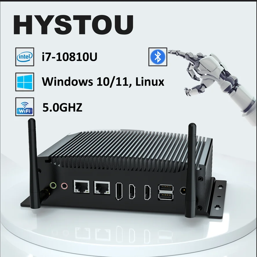 HYSTOU игровой компьютер Intel i7-10810U CPU HD DDR4 2COM RS232 USB 3,0