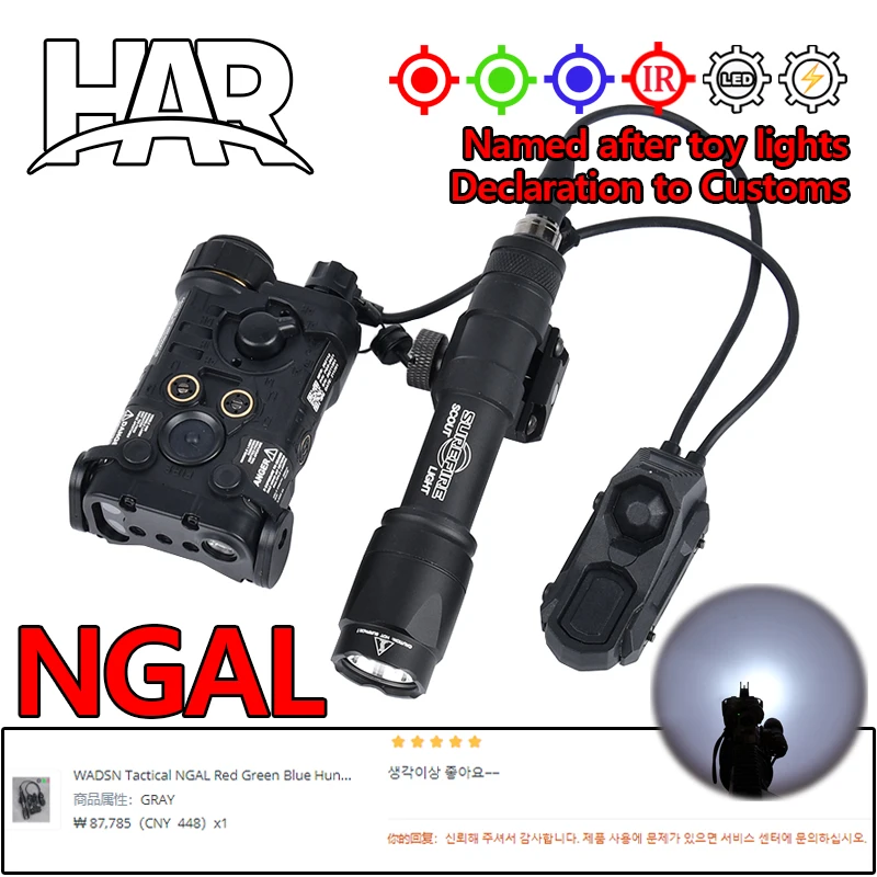 WADSN M300A M600C Фонарик NGAL Hunting Scout Light с двойным переключателем управления AXON Surefire Fit 20MM