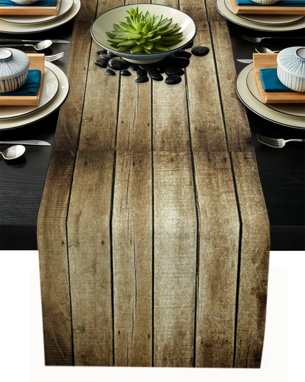 

Wood Plank Retro Brown Tablecloth Table Runner Decoration Home Decor Dinner Table Decoration Table Decor