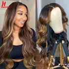 Хайлайтер HairUGo P427, волнистые человеческие волосы 4x4 с кружевной застежкой, искусственные бразильские волосы 10-28 дюймов, парик с кружевной пряжкой 150%