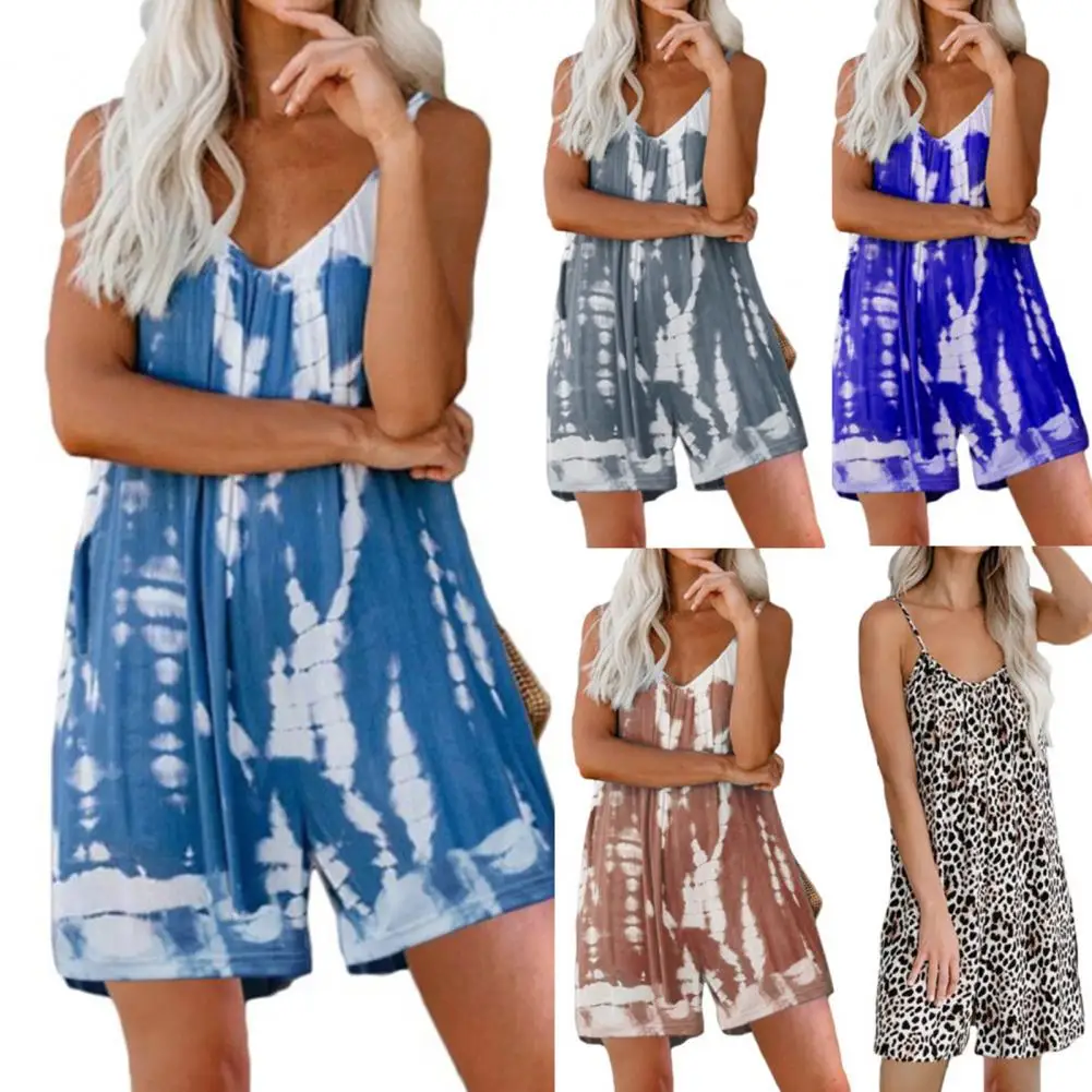 

Fashionable Women Romper Breathable Printing Streetwear Sling Design Female Romper