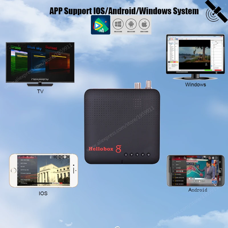 New Hellobox 8 receiver satellite DVB-T2 DVB S2 Combo TV Box Tuner Support Play On Phone Satellite Receiver S2X H.265 |