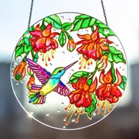 hummingbird stained glass window hangings bird suncatchers with chains home decor ornament gifts for mom grandma wife teacher