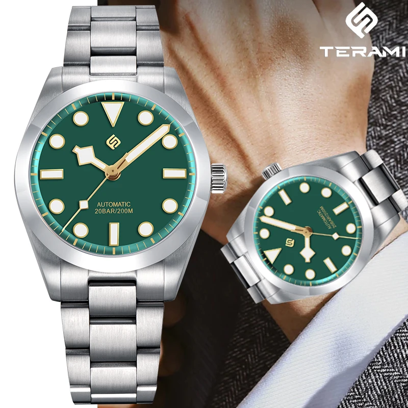 Новые механические мужские часы TERAMI винтажные простые водонепроницаемые
