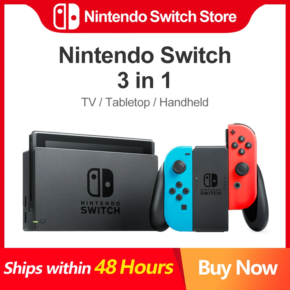 Nintendo Switch Unlocked Game Console Multiple Color Editions Available with 6.2 Inch LCD Screen 4.5 to 9 Hours Battery Life