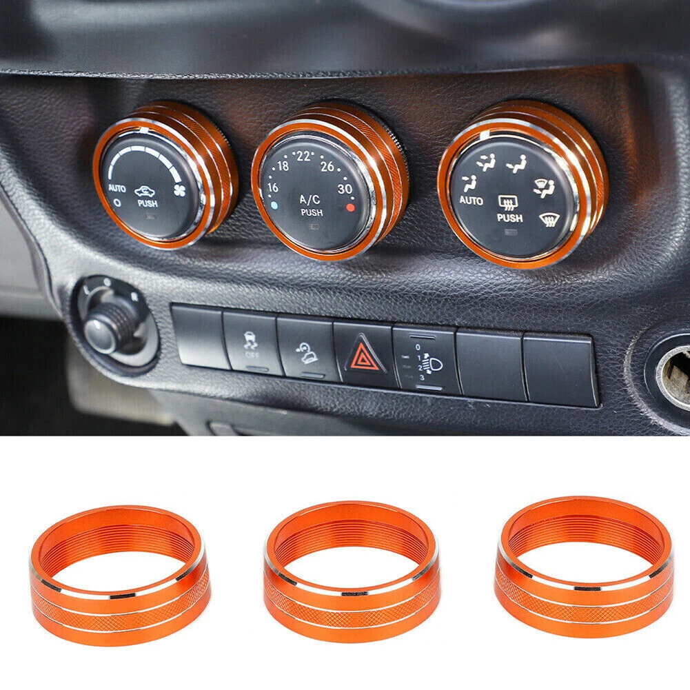 

Orange Air Conditioner Switch Knob Cover Trim Ring For Jeep Wrangler JK 2011-17 AC Switch Knob Ring Trim Cover Decoration