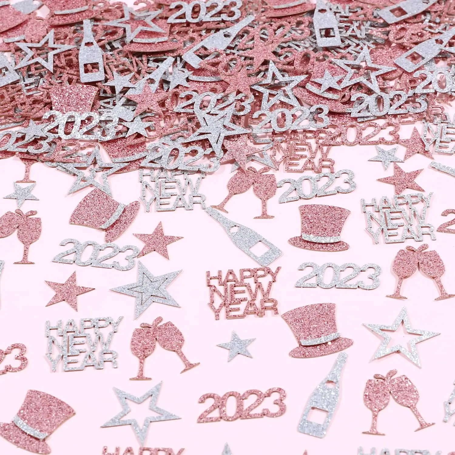 

Sursurprise 220pcs Rose Gold Silver Table Scatter Confetti 2023 Happy New Year Party Table Decorations New Years Eve Supplies