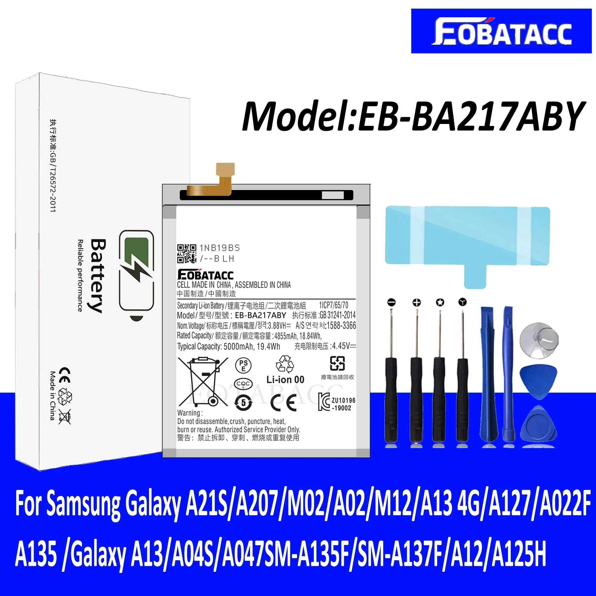 EOTABACC 100% новый оригинальный аккумулятор EB-BA217ABY для Samsung/A13 4G/A135/SM-A135F/SM-A137F Galaxy