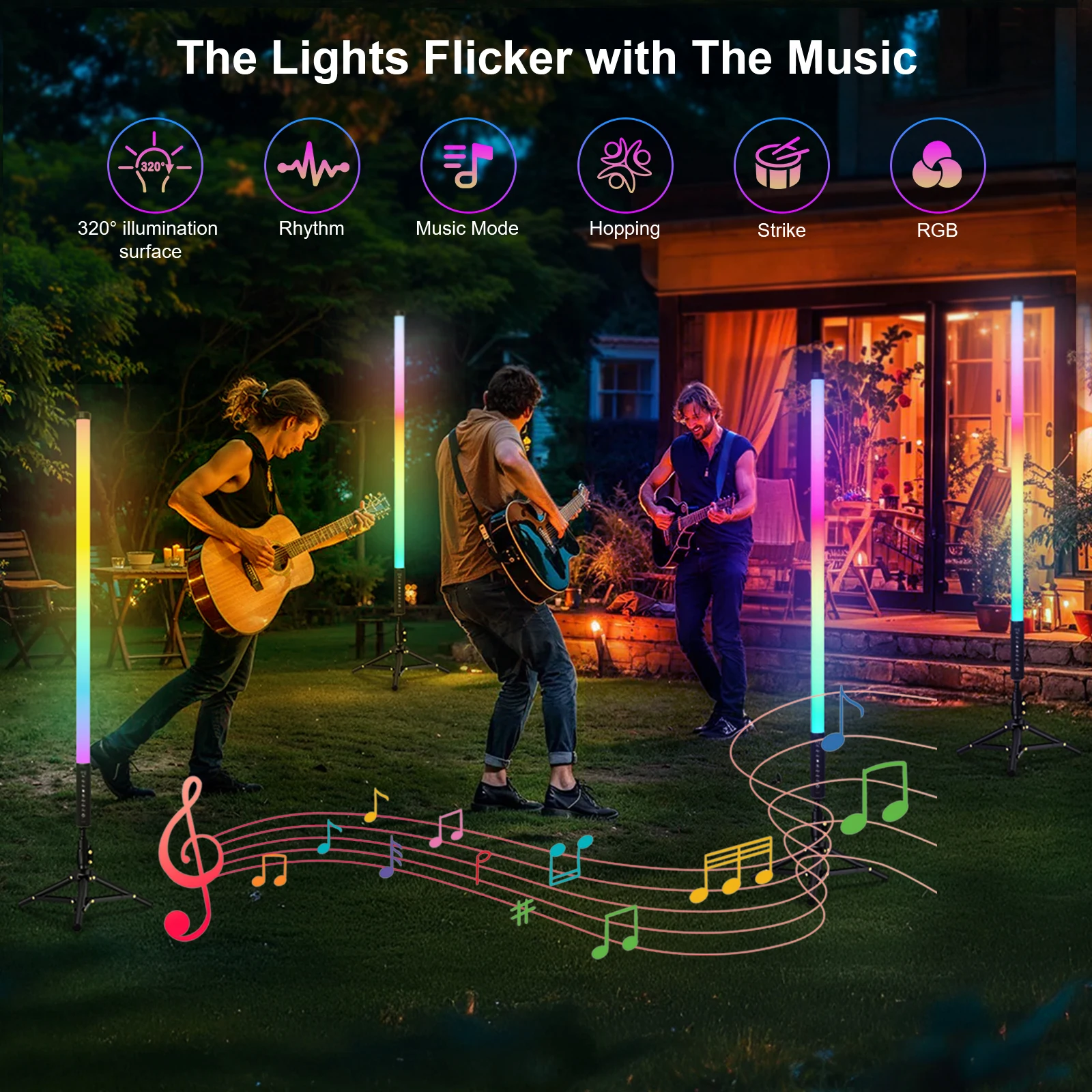 Фото LUXCEO 90 см RGB светодиодный светильник, синхронизация музыки, меняющая цвет, осветительная трубка с перезаряжаемой батареей для DJ Stage Event Party Decor №3