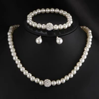2022new fashion classic imitation pearl necklace earring set clear crystal elegant party gift women wedding pearl jewelry sets