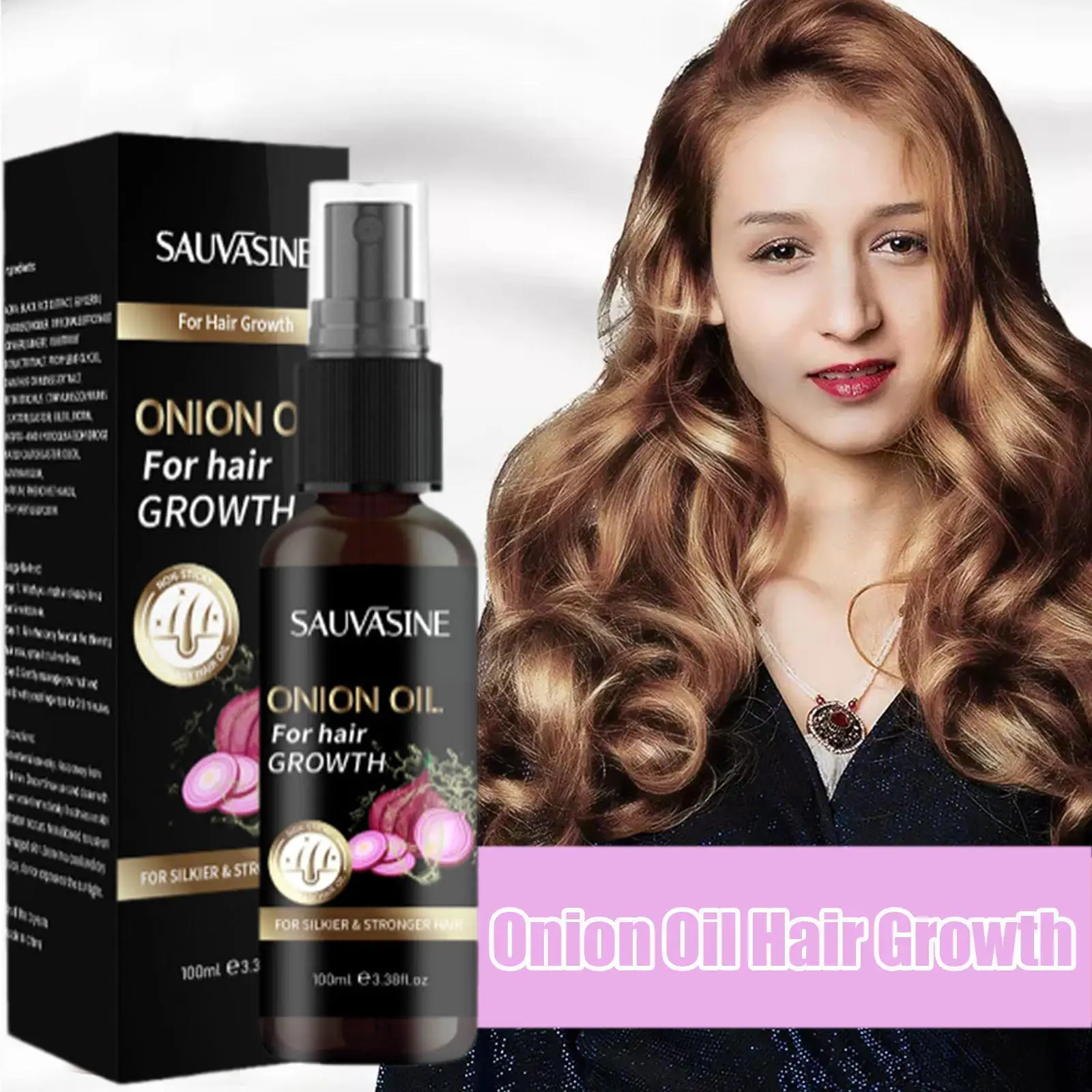 

100ml Sauvasine Onion Oil Products Fast Hair Care Scalp Health Growing Hair Oil Growth Treatment Loss Liquid Ha X5B9