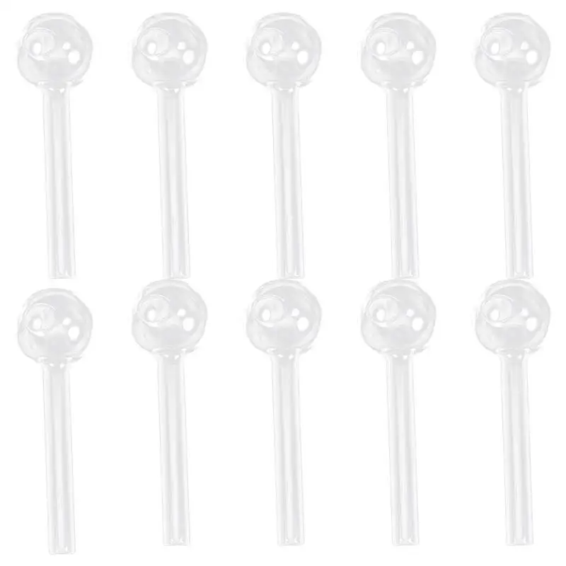 

10Pcs Glass Drinking Straws Round Ends Straws Reusable Glass Straws Household Party Straws