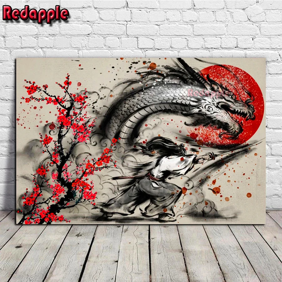 Набор для алмазной вышивки Самурай и дракон |