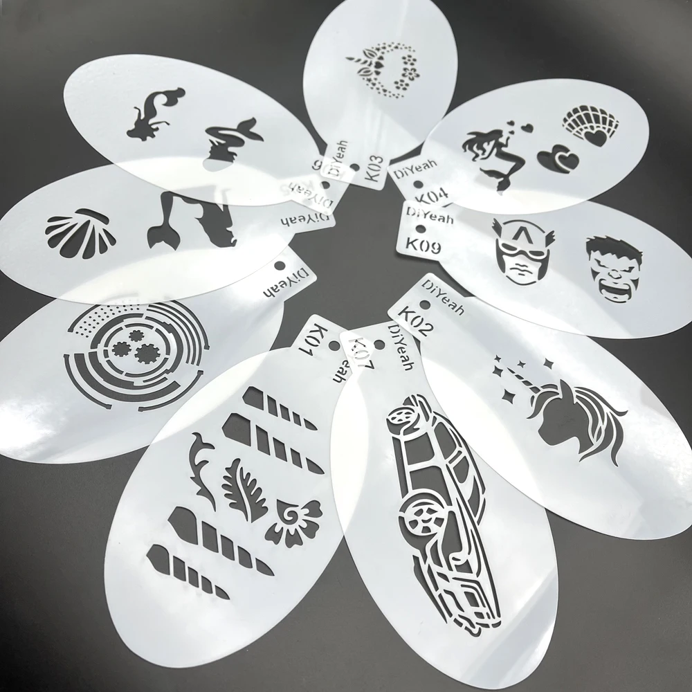 Трафареты для рисования на теле и лице 9 шт.