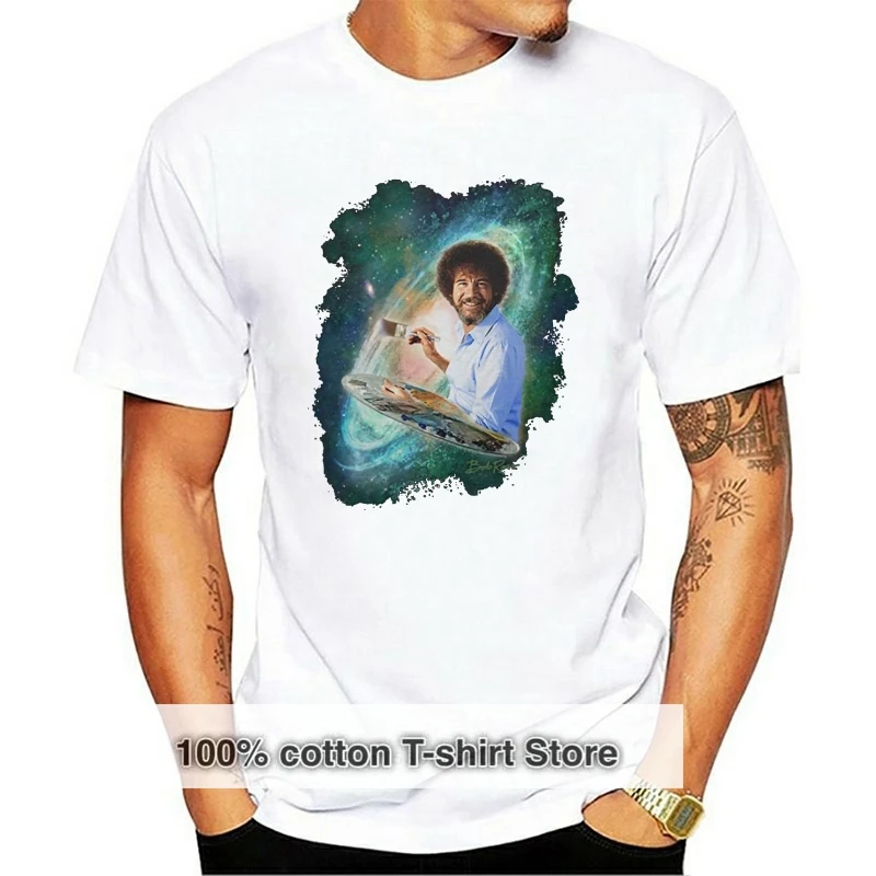 

Топы с круглым вырезом Space Bob Ross, футболка из 100% хлопка